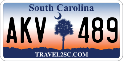 SC license plate AKV489