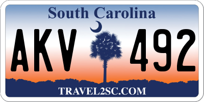 SC license plate AKV492