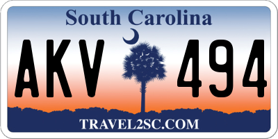 SC license plate AKV494