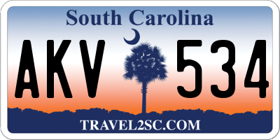 SC license plate AKV534