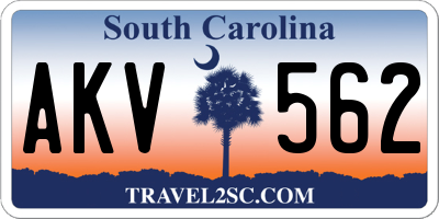 SC license plate AKV562