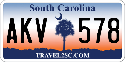 SC license plate AKV578