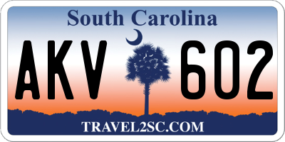 SC license plate AKV602