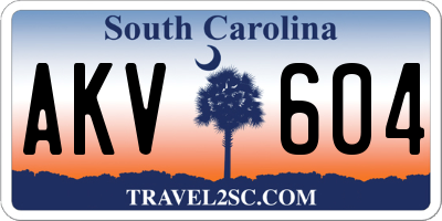 SC license plate AKV604