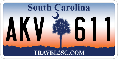 SC license plate AKV611
