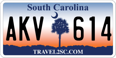 SC license plate AKV614