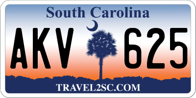 SC license plate AKV625