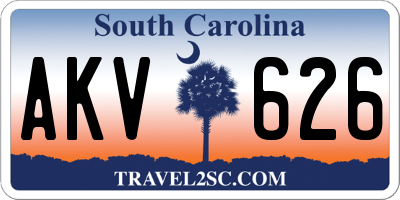 SC license plate AKV626