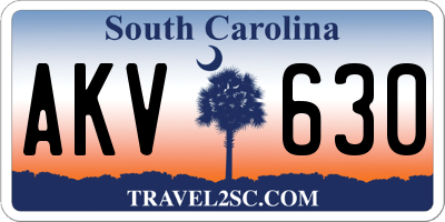 SC license plate AKV630