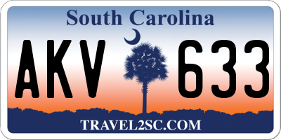 SC license plate AKV633
