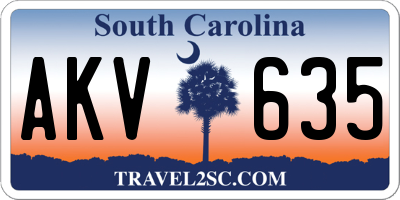 SC license plate AKV635
