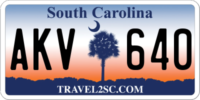 SC license plate AKV640