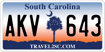 SC license plate AKV643