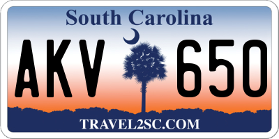 SC license plate AKV650