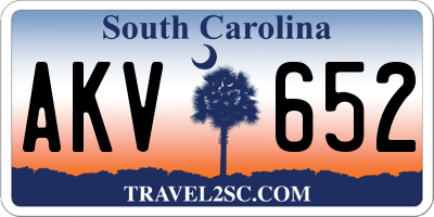 SC license plate AKV652
