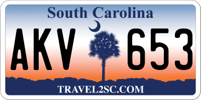 SC license plate AKV653