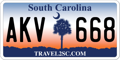 SC license plate AKV668