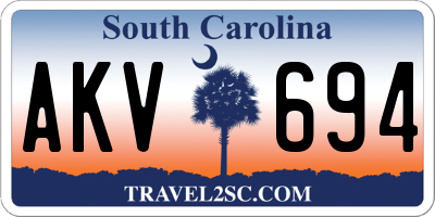 SC license plate AKV694