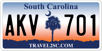SC license plate AKV701