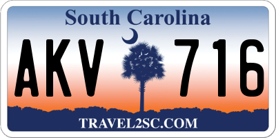 SC license plate AKV716