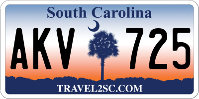 SC license plate AKV725
