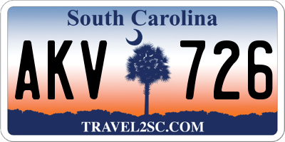SC license plate AKV726