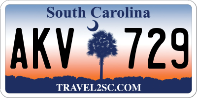 SC license plate AKV729