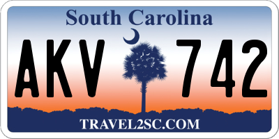 SC license plate AKV742