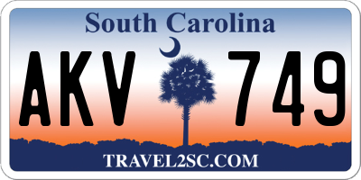 SC license plate AKV749