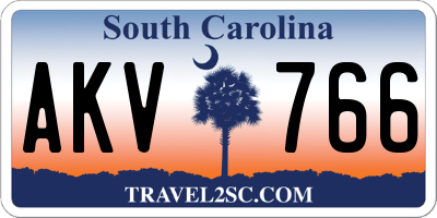 SC license plate AKV766