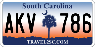 SC license plate AKV786