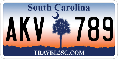 SC license plate AKV789