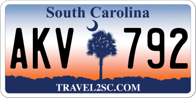 SC license plate AKV792