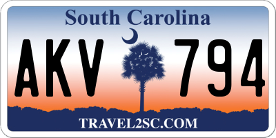SC license plate AKV794