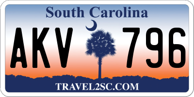 SC license plate AKV796