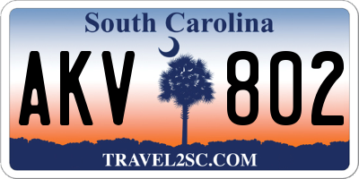 SC license plate AKV802