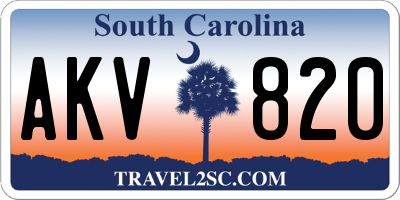 SC license plate AKV820