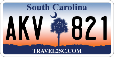 SC license plate AKV821