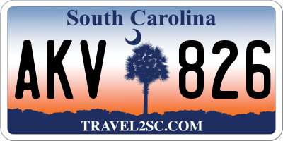 SC license plate AKV826