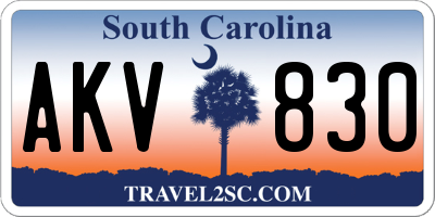 SC license plate AKV830
