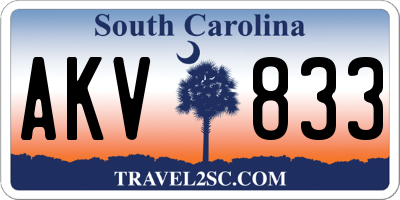 SC license plate AKV833