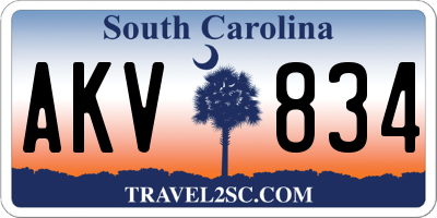 SC license plate AKV834