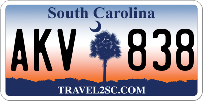 SC license plate AKV838