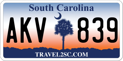 SC license plate AKV839