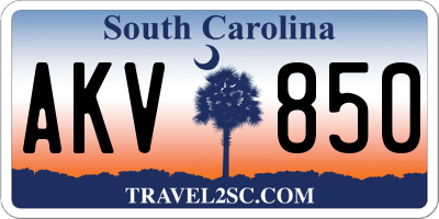SC license plate AKV850