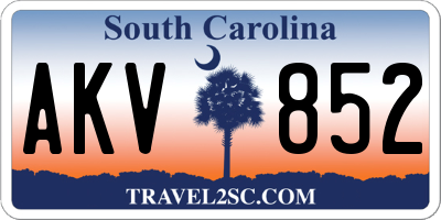 SC license plate AKV852