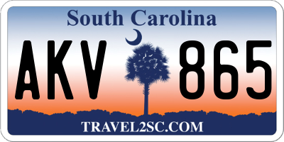 SC license plate AKV865