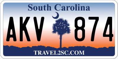 SC license plate AKV874