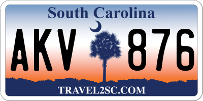 SC license plate AKV876