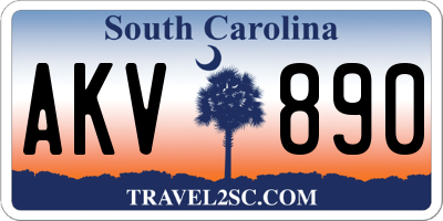 SC license plate AKV890